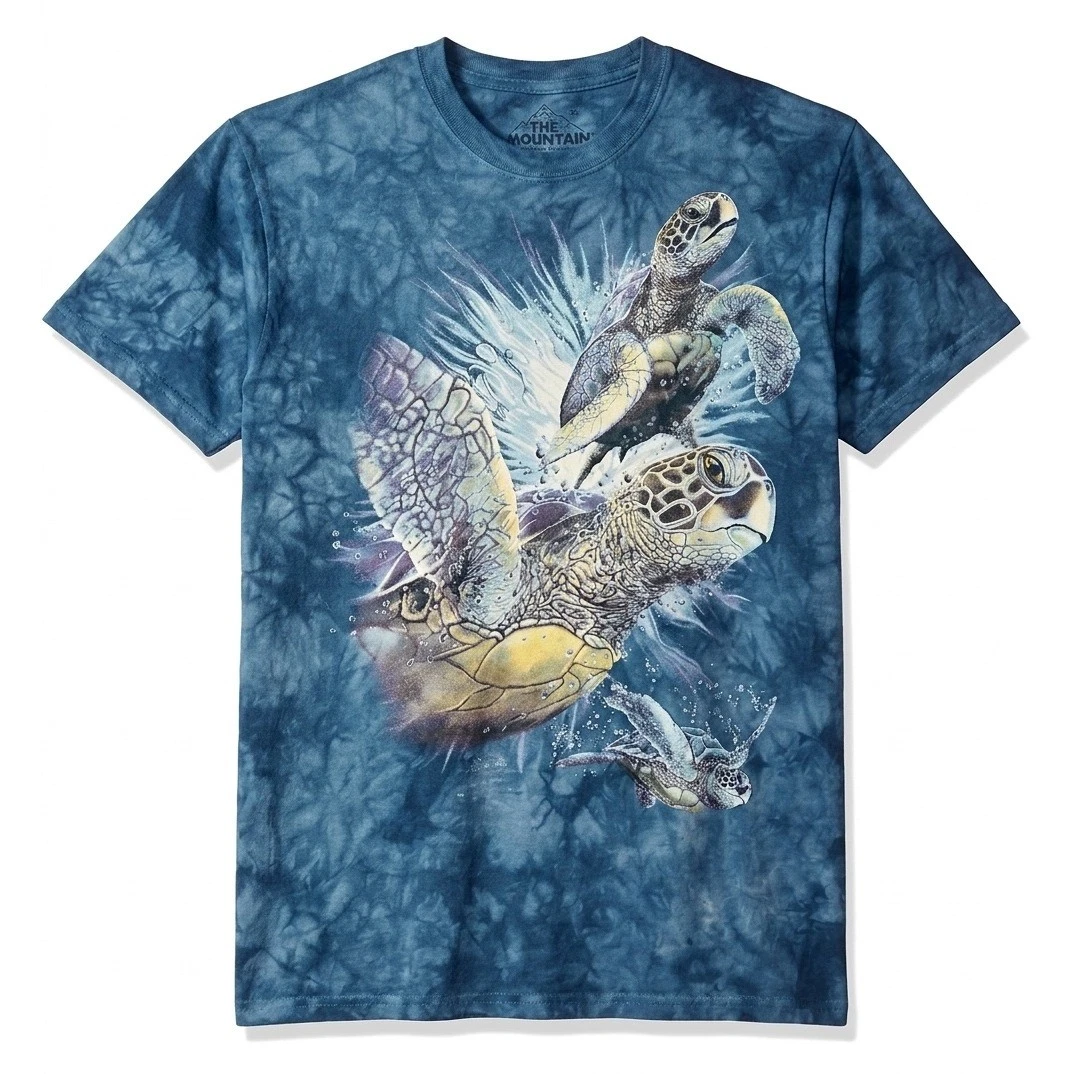 The Mountain Sea Turtle Graphic T-Shirt Blue Tie Dye Mens XL 2010 Nature Tee