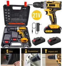 Cordless Brushless Impact Driver Hammer Drill Combo Kit with 2 Battery & Charger