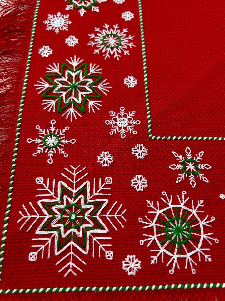 RIOLIS Counted Cross Stitch Kit 2252 Winter Pattern Table Topper- Red Tablecloth - Image 4 of 4