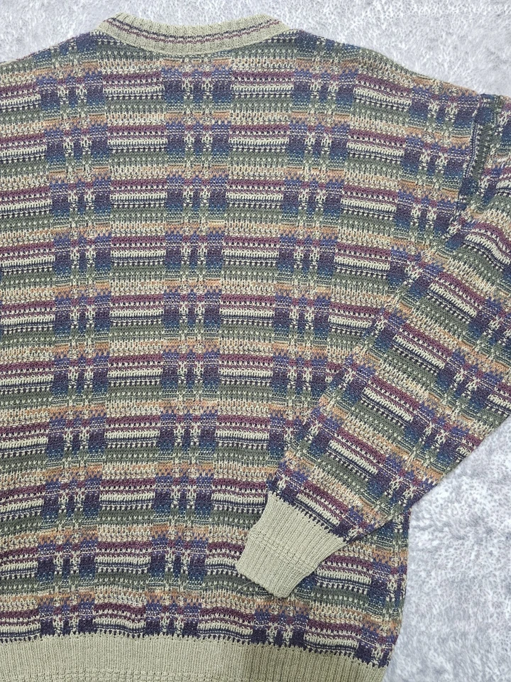 复古 Florence Tricot 毛衣条纹圆领男式中号意大利 — 第 4/4 张图片