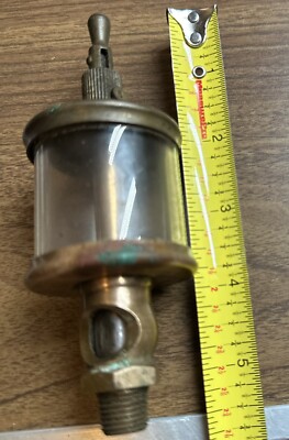 ANTIQUE BRASS GLASS DRIP OILER Sentinel No 1 1/2 Lunkenheimer