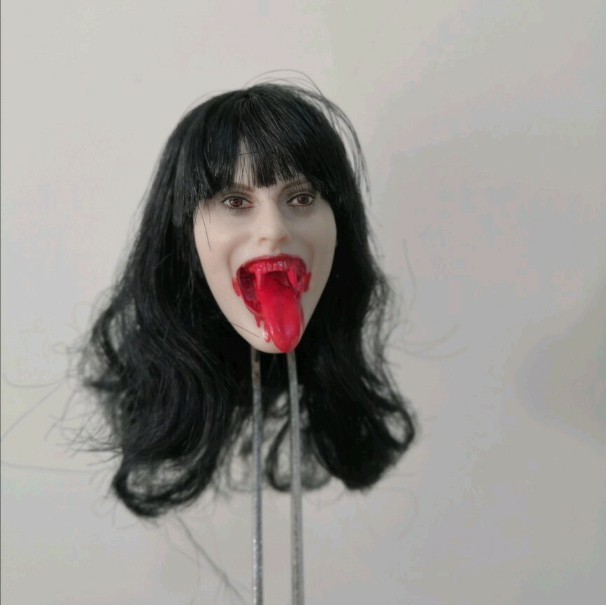 GLF 1/6 Female Vampire Head Carved Open Mouth Long Tongue Fit 12'' PH Figure Toy