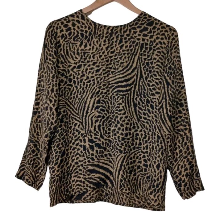 Camicetta vintage Yves Saint Laurent encore misto stampa zebrata leopardo taglia 10