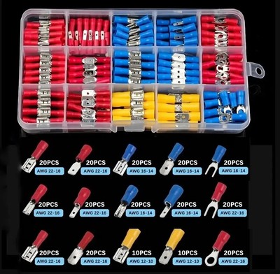 280PCS Wiring Cold Crimp Terminals Boxed PVC Insulated Terminal Block Spade CONN