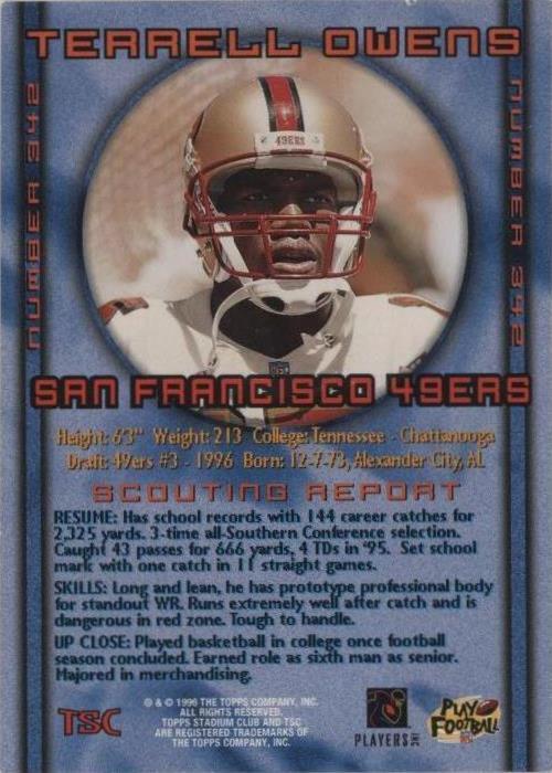 1996 Topps Stadium Club Terrell Owens #342 for sale | eBay