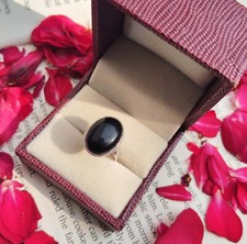 Hippie Black Onyx Ring 925 Sterling Silver Bezel Onyx Ring Statement Ring Gift