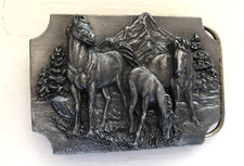 Vintage Western SISKIYOU 1989 HORSES Belt Buckle