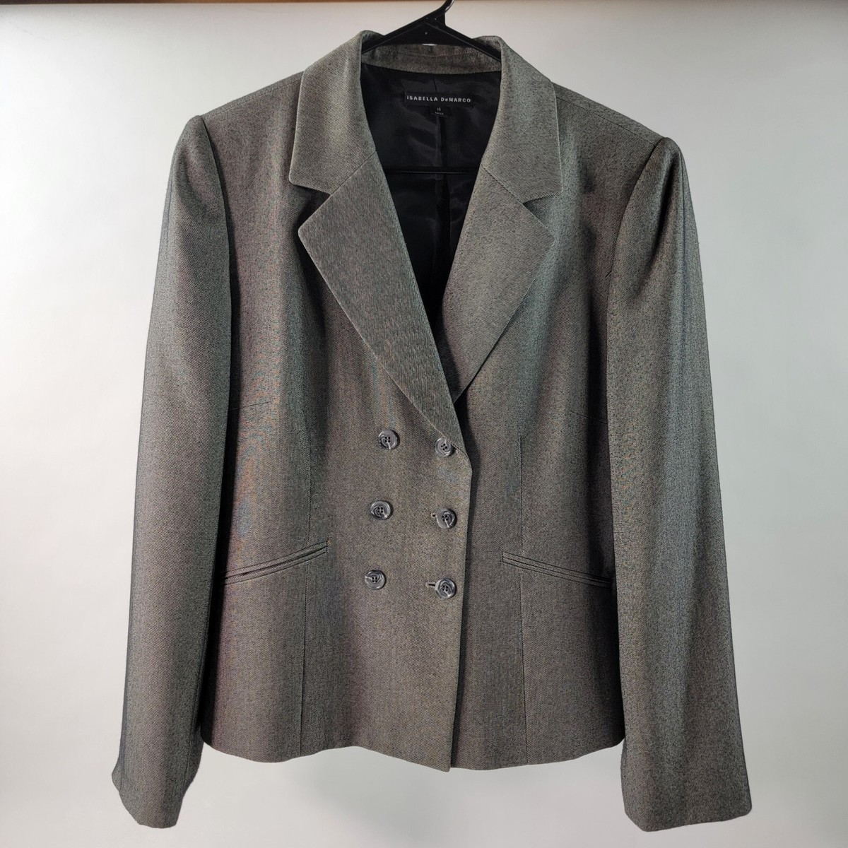 Isabella DeMarco Womens Jacket Size 14 Gray Double Breasted Short Career  Style