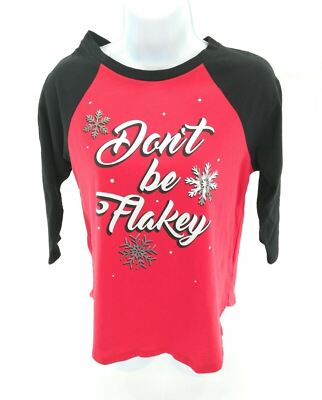 Queen Bees Womens Red and Black Christmas Top Size Medium