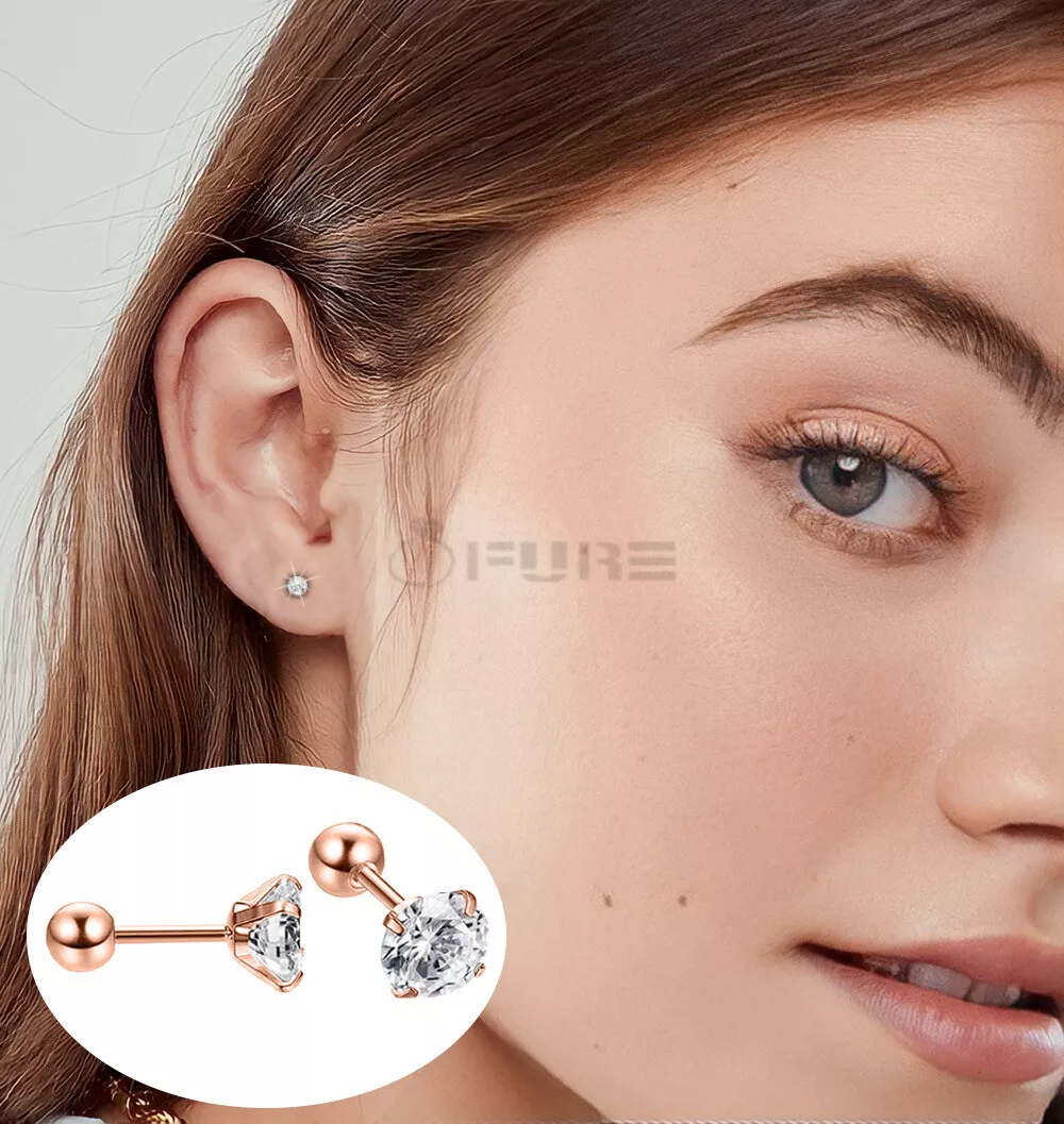 Rose gold surgical steel best sale earrings