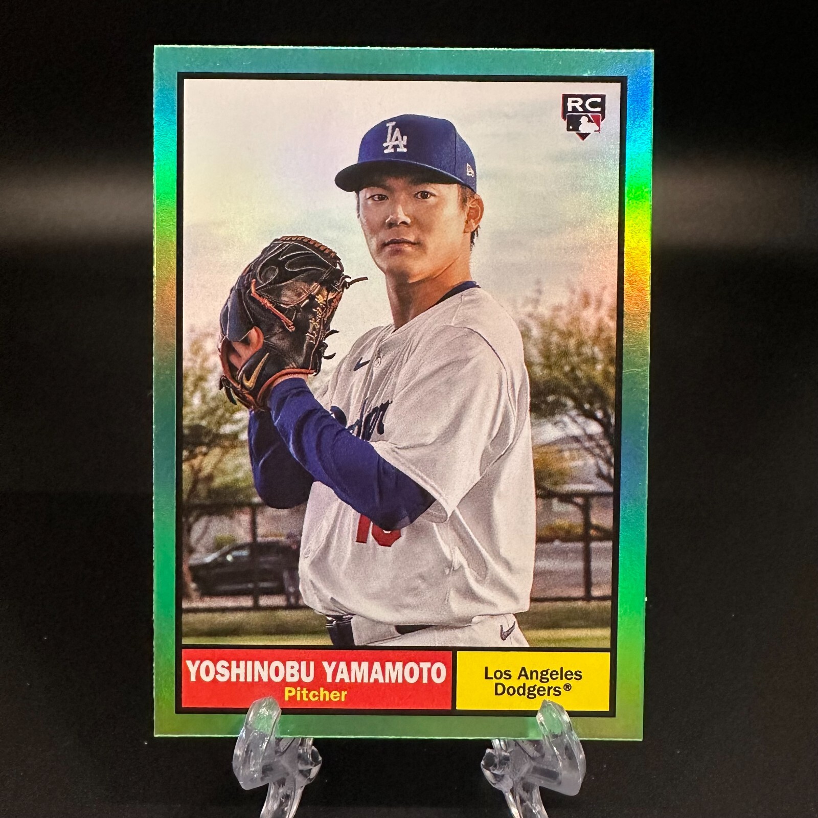 2024 Topps Archives Yoshinobu Yamamoto Rookie Green Foil /99 #61 LA Dodgers