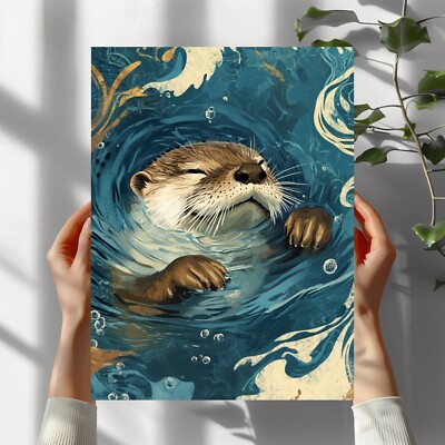 Otter Schwimmt im Ozean Poster Schöne Wanddeko Dekoration