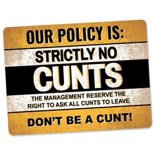 NO C*NTS Retro Metal Sign Man Cave Bar Pub Plaque Party Vintage Gift Funny