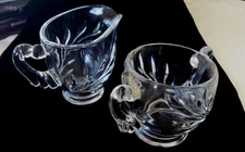 Cream & Sugar Indiana Clear Glass Willow Oleander Magnolia deep cut WOM 1930