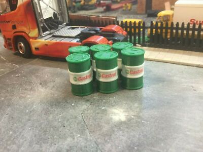 Ölfass 3D-gedruckt grün & weiß x 6 (castrol) Maßstab 1:43