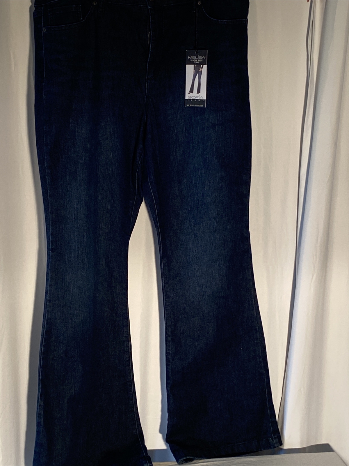 Sofia Jeans by Sofia Vergara Melisa Super High Rise Flare Pull On Dark Wash