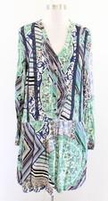 Tiny Anthropologie Caviana Geometric Paisley Shift Shirt Dress Size S Green