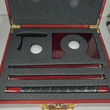 Travel Putting Practice Set In Wooden Case Putter, 2 Balls, 1 Cup 35