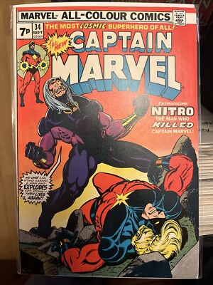 Captain Marvel #34 - 1st App Nitro - UK Pence Variant September 1974 High Grade
