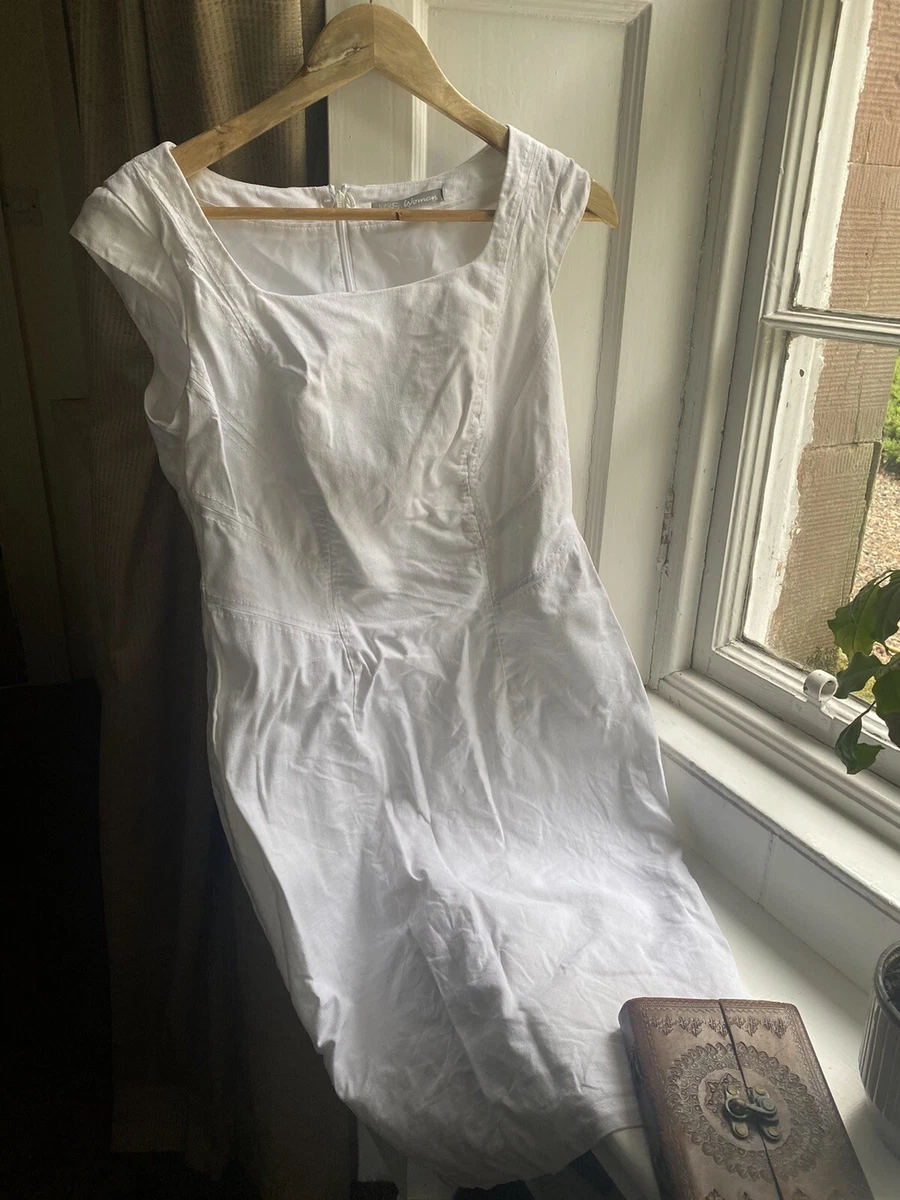 M&s white deals linen dress