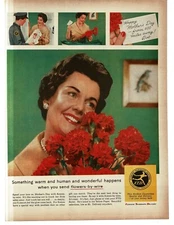 1959 FTD Florists Red Carnations Vintage Print Ad