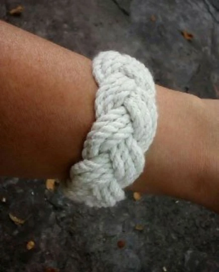 Nautical Turks Head Bracelet Woven White Cotton Bracelet Thick Braided  Bracelet