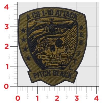 ALPHA COMPANY 1-10 ATTACK PITCH BLACK GREEN EMBROIDERED HOOK & LOOP PATCH