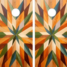 FADEPROOF Cornhole Board Wraps Laminated / Colorful Wood Grain