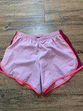 Kids Girls Nike Dri Fit Purple Pink Lined Athletic Running Shorts - Size XL
