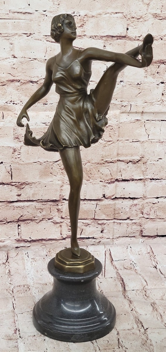 Bruno Zach Russian Local Dancer Marble Sculpture Statue Bronze Deco  Collectible
