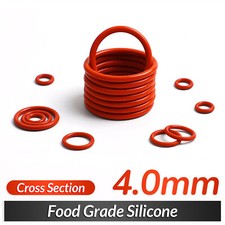 Food Grade O-Ring 4mm Cross Section 12mm-100mm OD Red Silicone Seals O-Rings