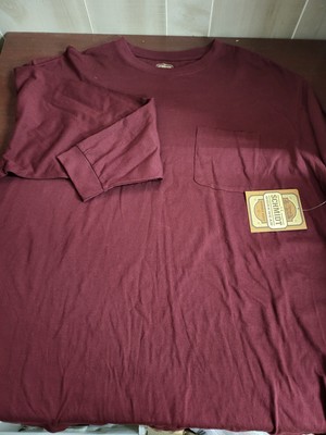 Mens Pocket T-Shirt size 3XL Maroon Red Long Sleeve Crew Neck CE Schmidt Workwea