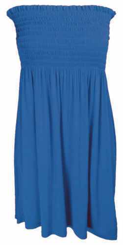 Ladies Sheering Boob Tube Gather Bandeau Ruched Top Summer Mini Dress Size 8-26 - Picture 22 of 28