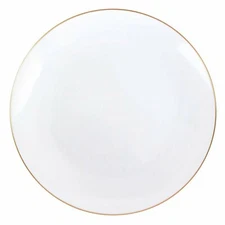 10.5 Inch Organic White Gold Rim Plastic Dinner Plate For All Occasions 10 Count