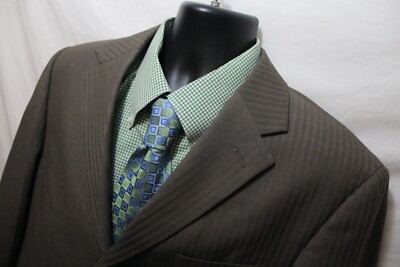 NWT Giorgio Fiorelli Brown Stripe 3 BTN Blazer Jacket Polyester Blend Men Sz 42L