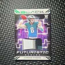 2022 Panini Black Carson Strong RC Futuristic 4 ColorPatch Emerald #03/25 Eagles