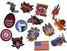 12  1 dozen  bulk lot of NOVELTY / BIKER EMBROIDERIED PATCHES assorted patch