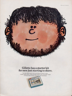 Vintage advertising print ad Gillette Super Speed Razor Starter Kit Summer 1967