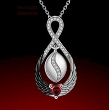 New Infinity Heart Angel Wings Urn Cremation Pendant Ashes Memorial Necklace