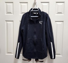 Men's Puma Evo T7 Full Zip Black Cotton Track Top Jumper Sweat Exercise Jacket L