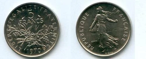 Pièces de monnaie françaises de 5 francs 5 francs 1901 - 1999