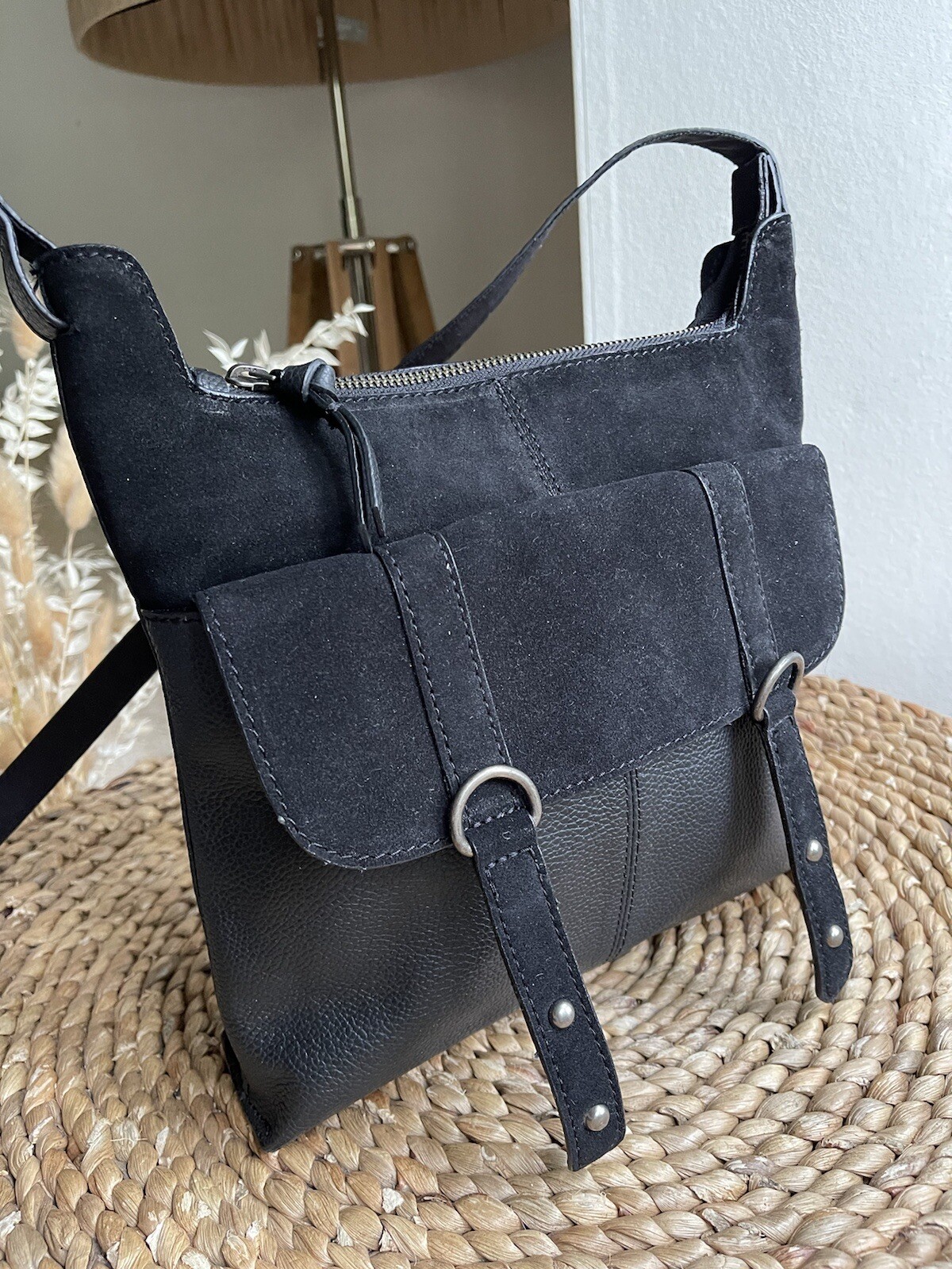 Next black suede leather shoulder cross body bag eBay