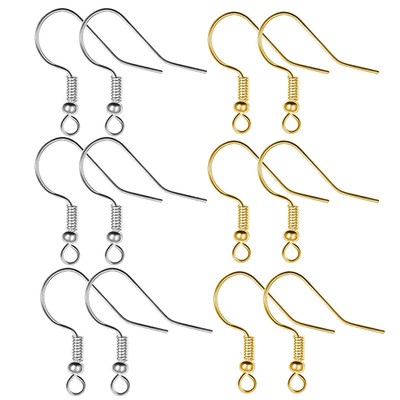 100pcs Stainless Steel Gold/Silver Ball Earring Hooks for DIY Earrings Making