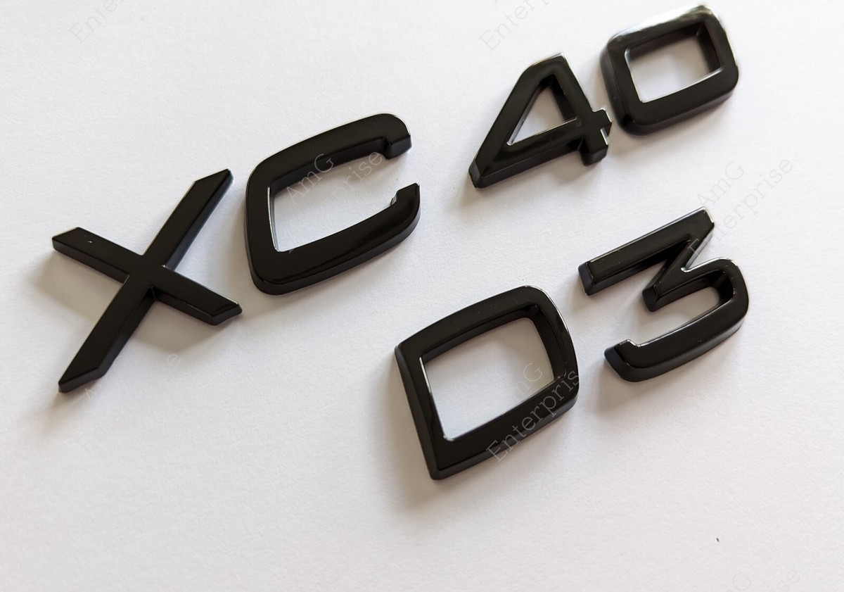 Gloss Black Metal Rear Badge for Volvo XC40 & D3 Glossy Car Number