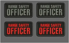 RANGE SAFETY OFFICER Embroidery Patches 2x4 VELCR@ on back GRAY RED ON BLACK