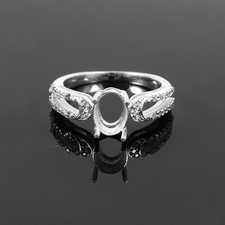 925 Sterling Silver Jewelry Semi Mount Ring Stone Setting Size 8X6 MM Oval Shape