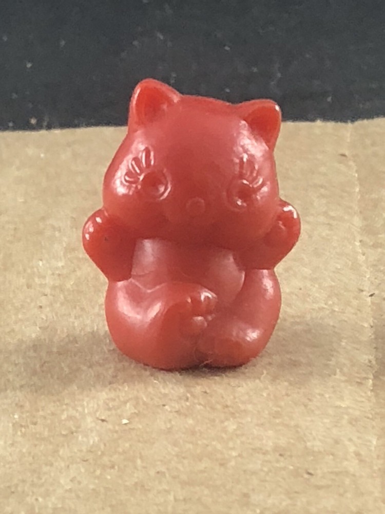 Vintage Red Cat Kitten Miniature Figure Resin Happy COMB SHIP $1 PER MULT