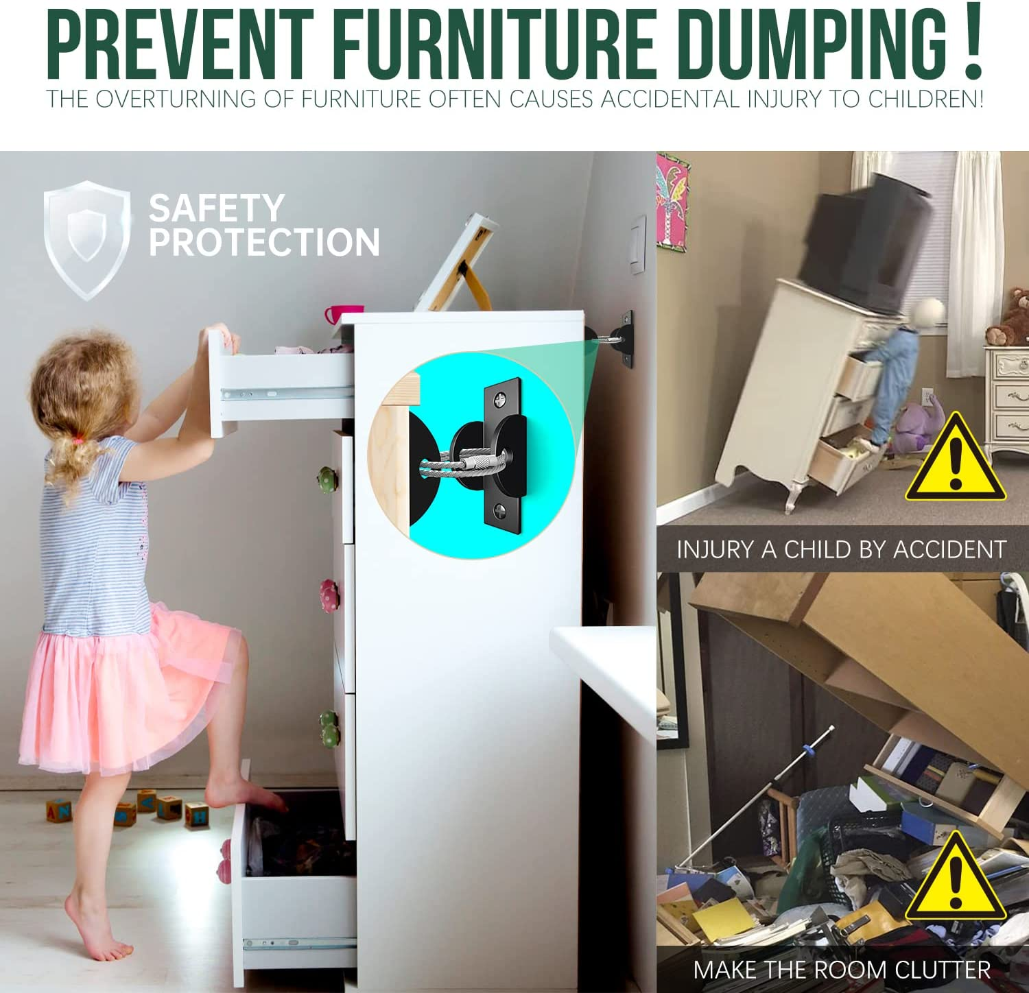 Furniture Strap for Baby Proofing, Metal Child Proofing AntiTip