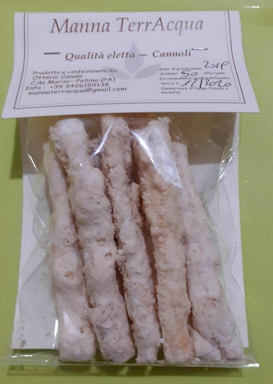 Cannoli di Manna da Frassino (lassativo per bambini)