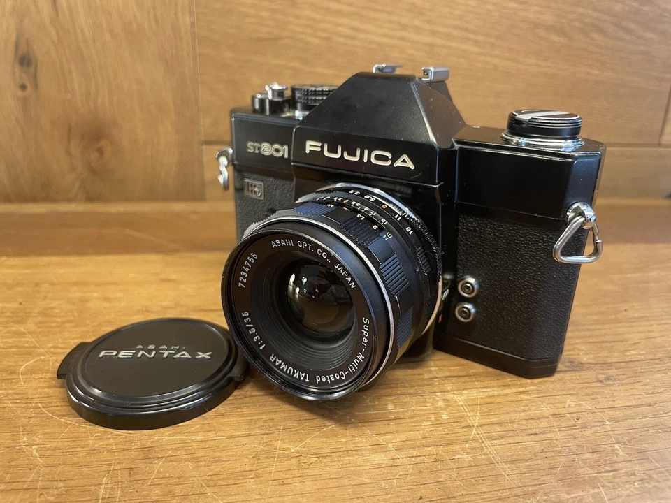 *Negro raro: casi como nuevo* Fuji ST801 LED cámara montaje M42 SMC Takumar 35 mm F/3,5 Foto 2 de 4